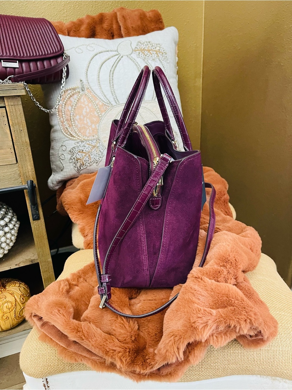 Kate Spade New York Thompson Street Suede And Croc Embossed Satchel Bag KP185 - Picture 13 of 17